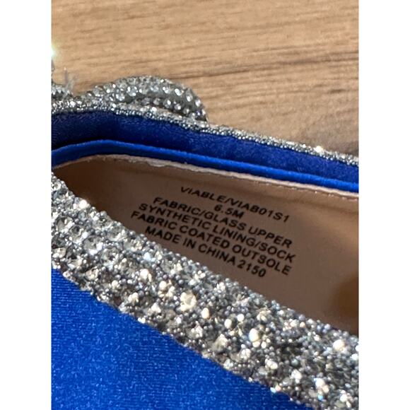 Steve Madden Viable Heels Cobalt Blue Rhinestones Bow Design Size 6.5 NIB Dressy - Picture 10 of 12